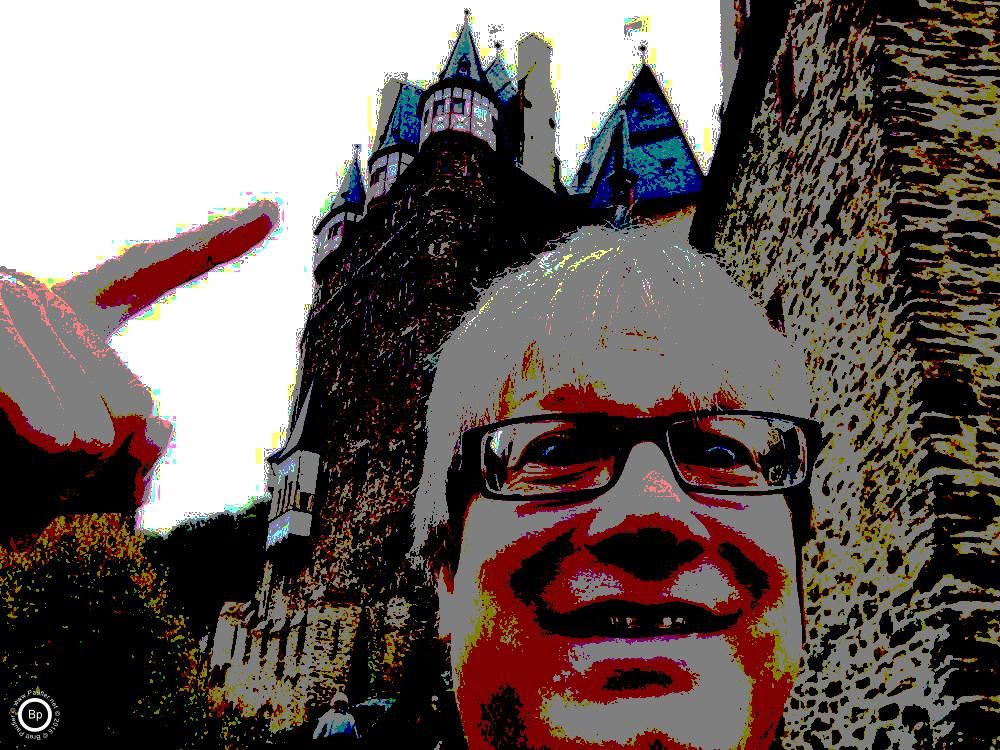 Me at a castle, see, where I'm pointing, I was there