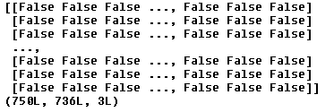 Numpy r==g output