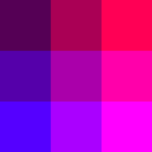 A grid of nine purple shades