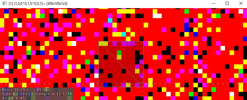 A close up of the GMIC Viewer counting Pixels, mostly red