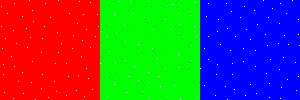 The Red, Green, Blue Tri-Colour image with a smattering of white specks