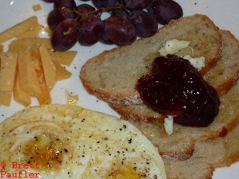 

Starting the Day Right with Decadence - 2013 9-14 - CopyRight Brett Paufler - Eggs Toast Cheese Grapes 3.JPG