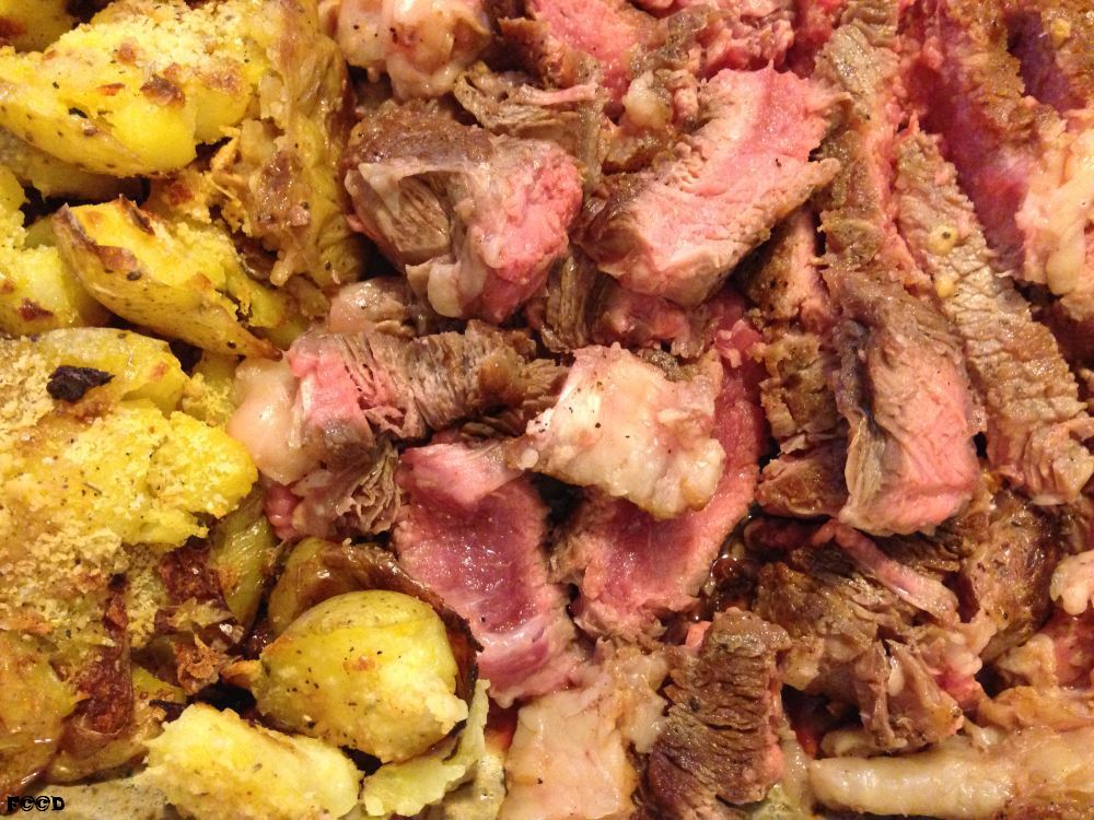 potatoes to the left, steak to the right, glorious on both accounts