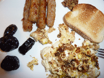 Fried up sausages or some kind of greasy meat and eggs is a delight, reminds me of camping out as a child almost every time, so, slumber party breakfast, kids come in for dad burning up the stove, a genuine cook out experience complete with fire, I can hear mom say, oh, Ill take mine extra burnt