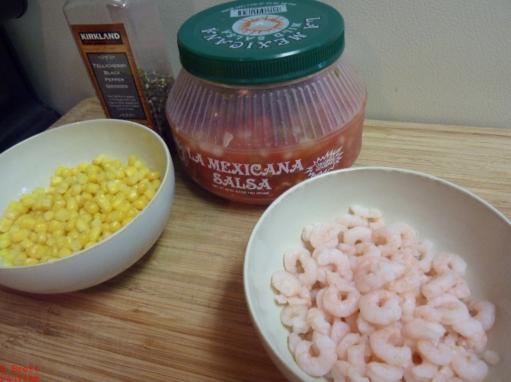 Shrimp, Corn, Salsa Salad, Ingredients shot
