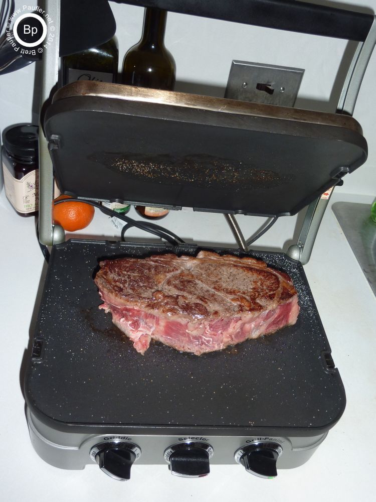 Steak on portable grill