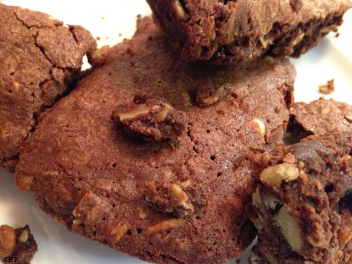 Oatmeal Nut Brownies, chock full of nuts, very tasty, very good, not really all that healthy