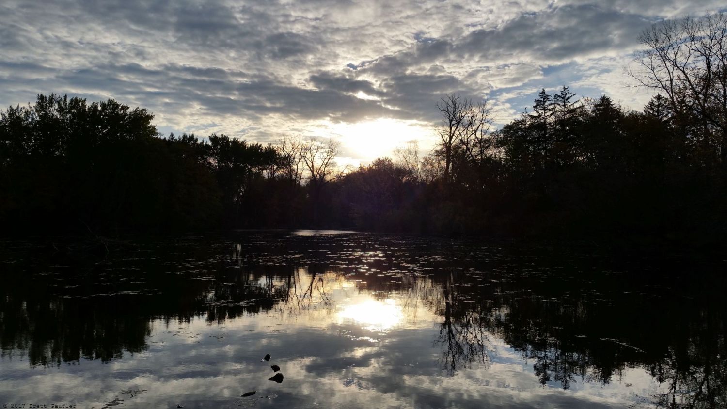 Low sun and clouds reflecting off of a pond in the middle of a forest, images have nothing to do with the text, and are taken from a walk in a forest preserve, this is a nice view, and so, starts the page off with a bang, also, this is a backwards retrospective, and makes sense in a certain way