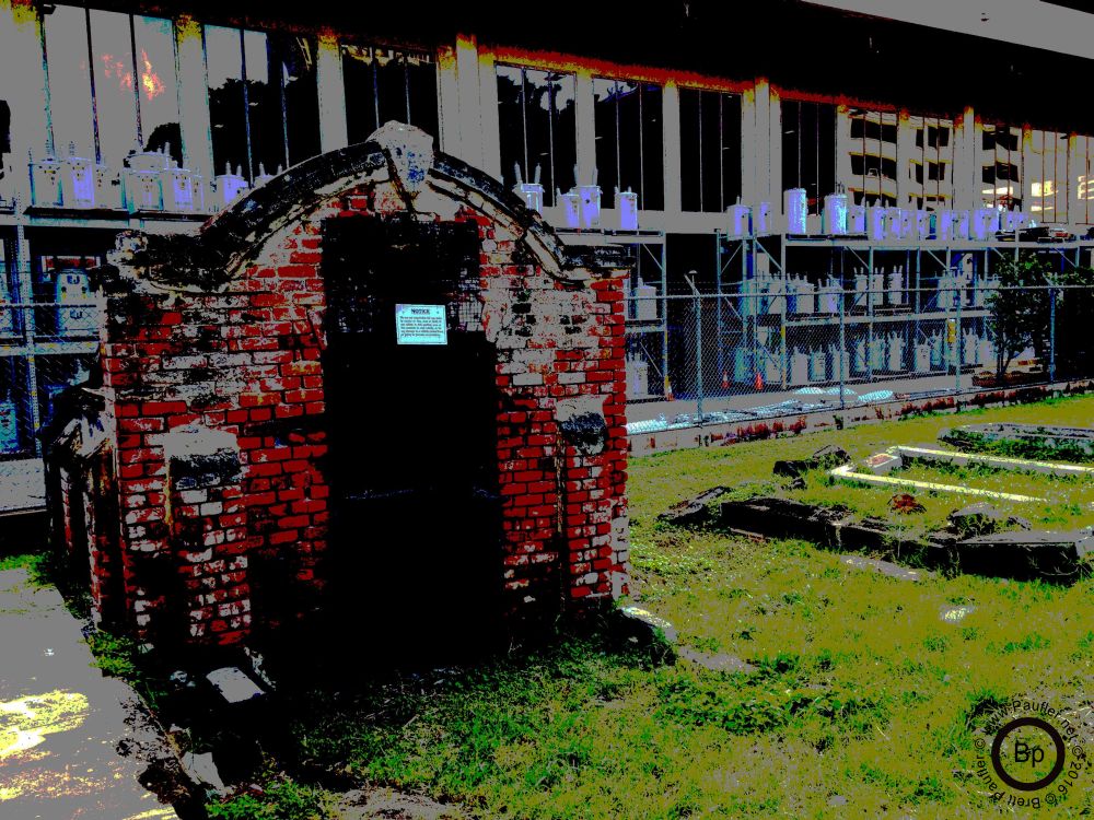 a graveyard, one of those, what are they called, private buildings, with a power supply transformer grid in the background, nearly nothing to do with the text, but something had to go here