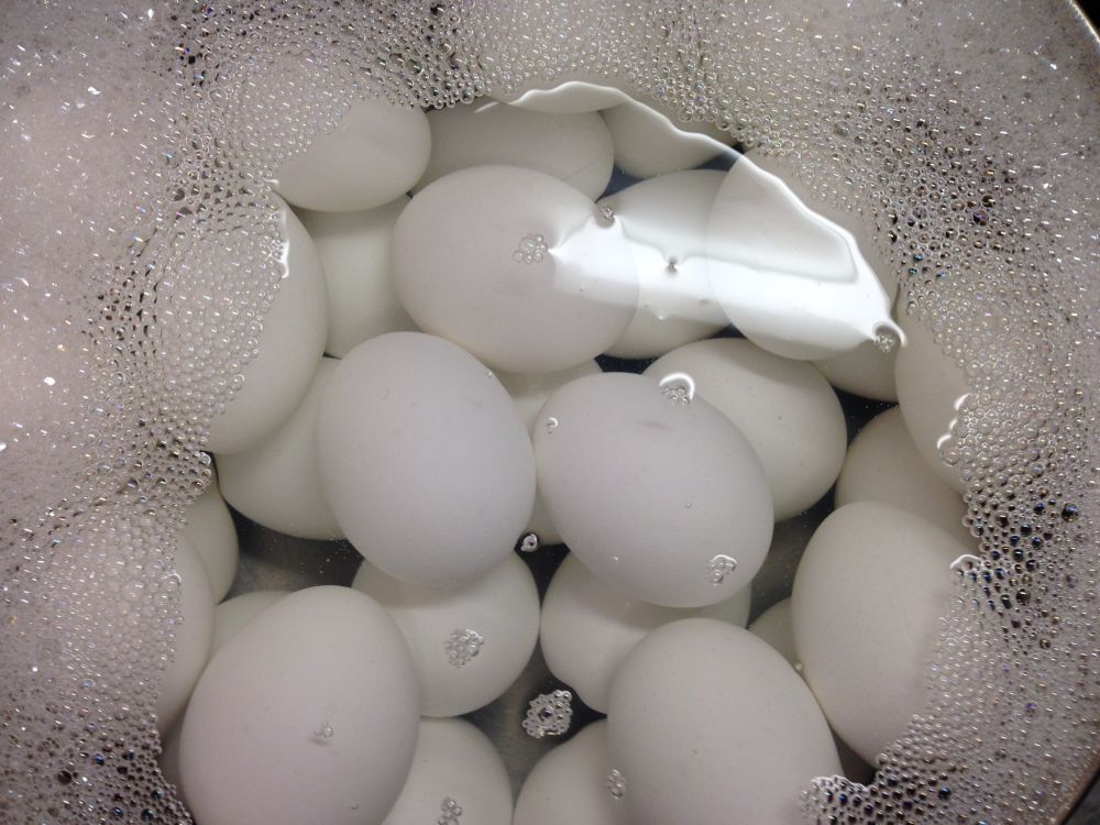 Some folks like to wash their eggs prior to dying for maximum effect, while others of us cannot be bothered, just saying, a bowl full of soap suds and eggs