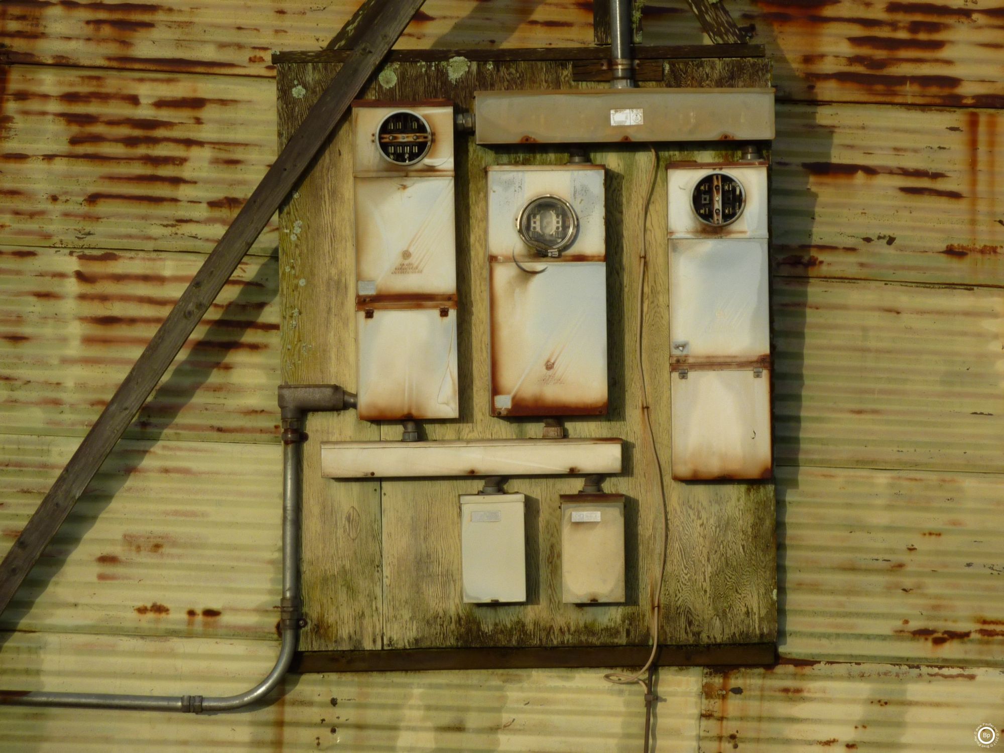 Rural rustic images of decay, these two be, electric meters