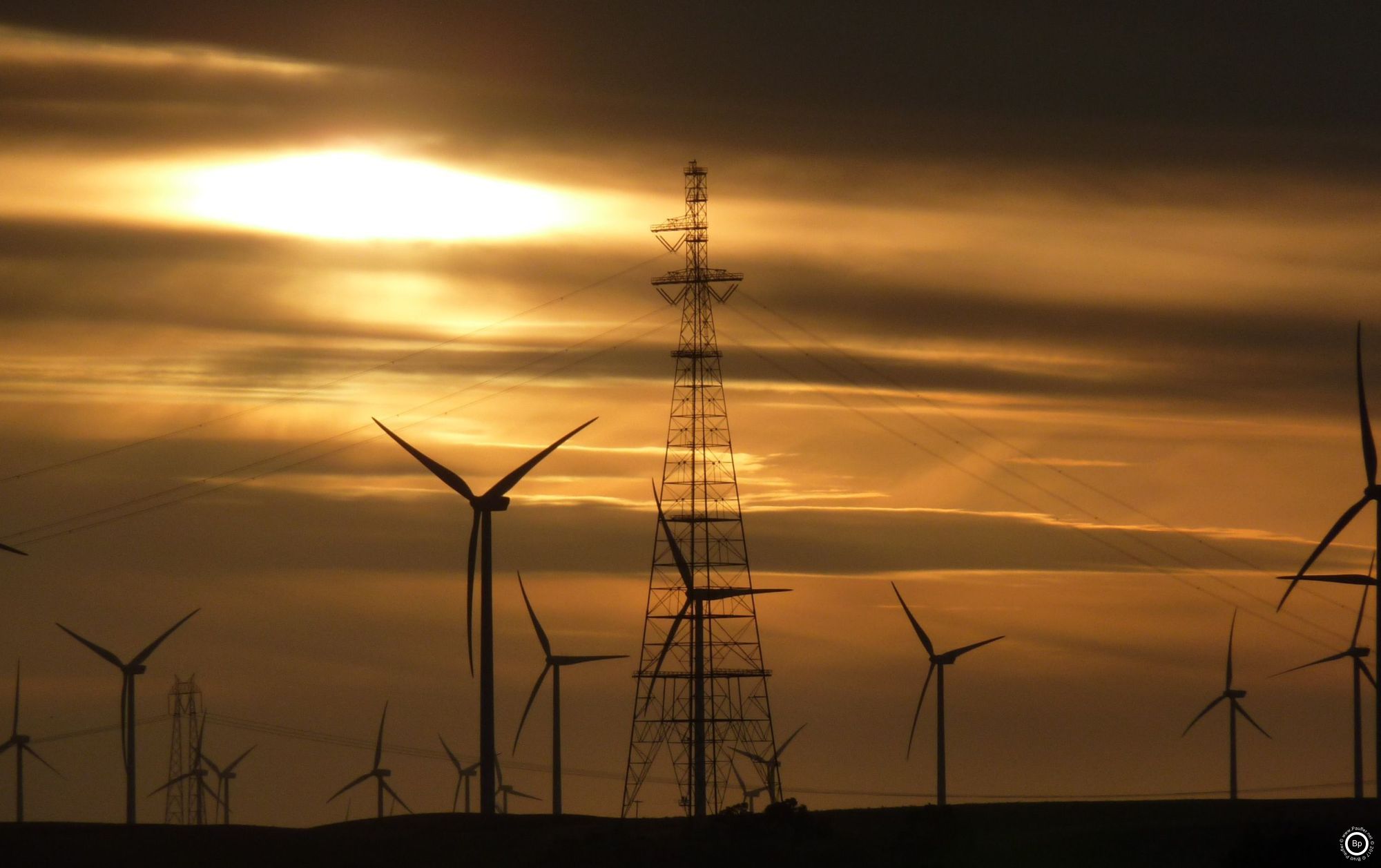 Another sunset, this time with those industrial strength windmills in silhouette, quite the image