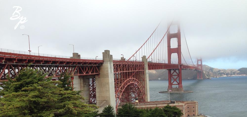 A panoramic view of the Golden Gate bridge from the visitors center on the City Side, lots of clouds, I think it is a rather nice shot