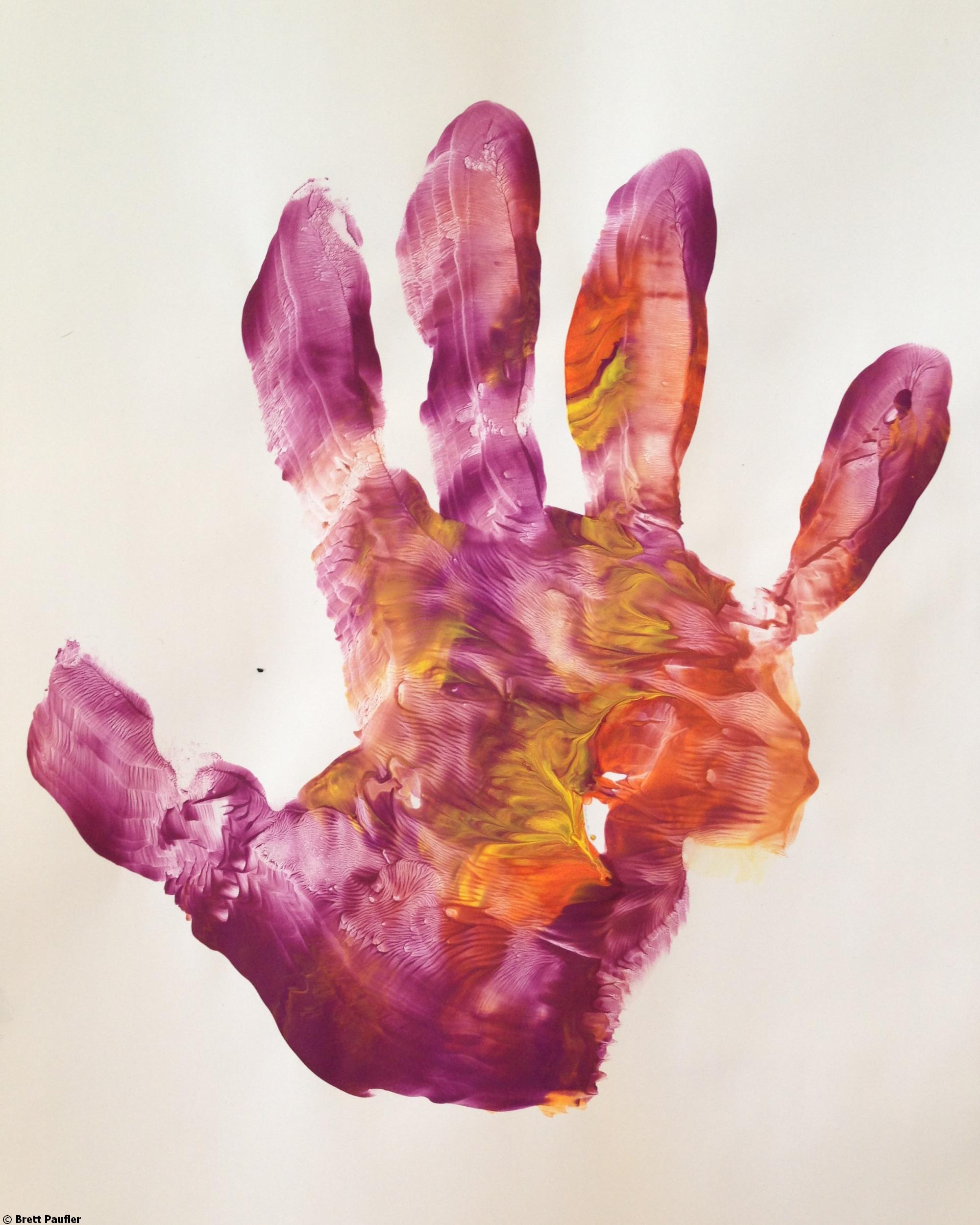 And orange and burgandy hand print