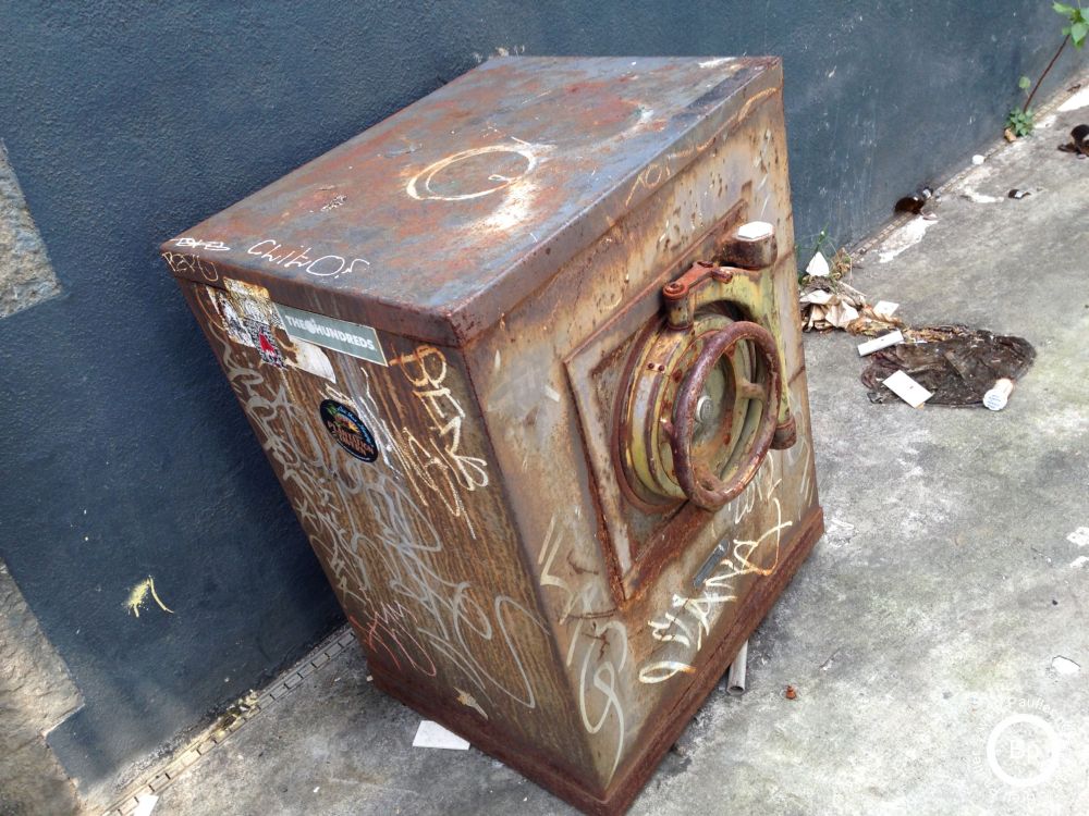 A old safe presumably no longer in service that I saw in an alley down Chinatown ways