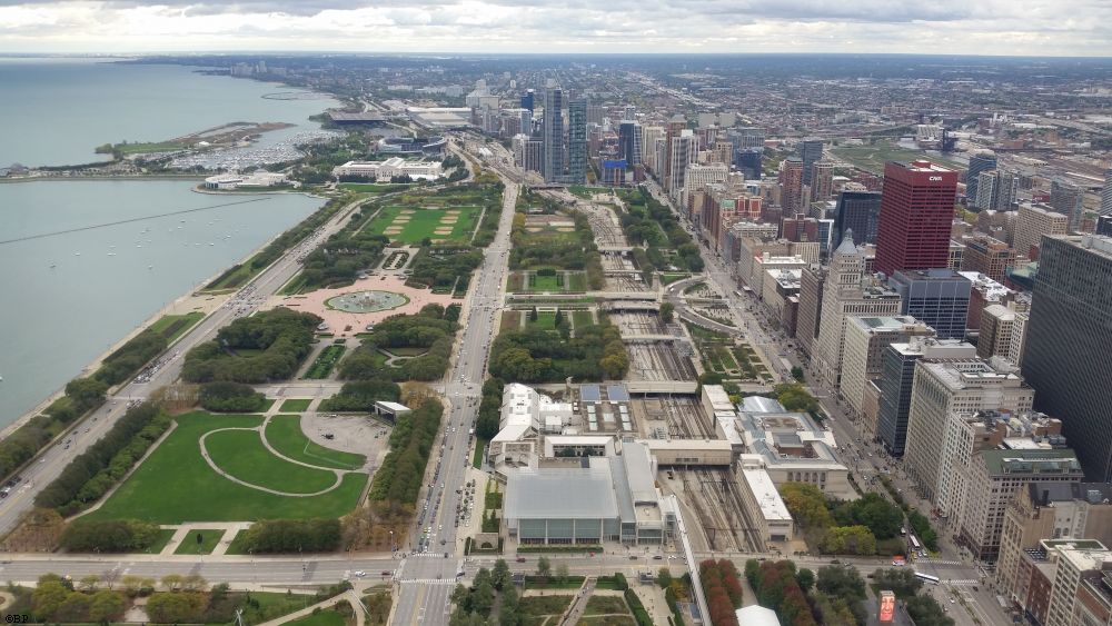 The view North from some skyscraper overlooking Grant Park