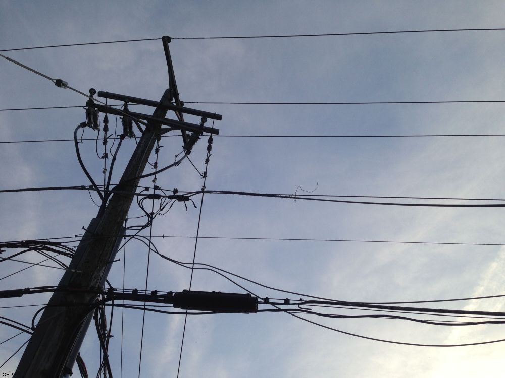 I like images of power lines, so do other folks, in an architectural magazine today, I saw a big image, more or less like this one, taking up a prominent location in an entry hall for some firm, this is a power line, top half, sky filling the background, a picture unlike any other