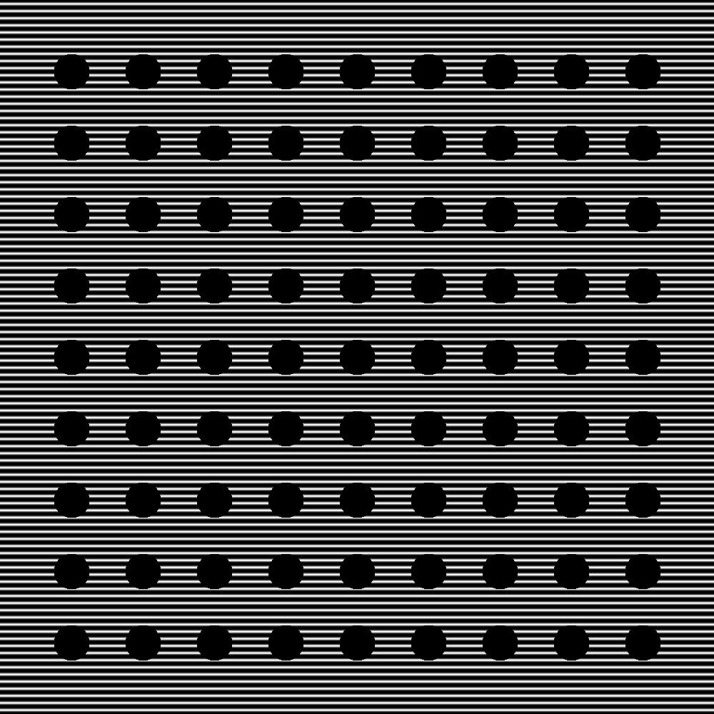 Black Horizontal Lines overwritten with evenly spaced black circles