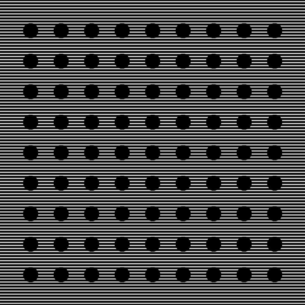 Black Horizontal Lines overwritten with evenly spaced black circles