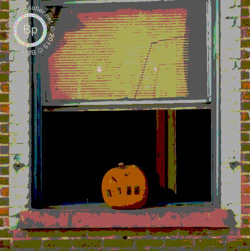 Demon Lover Posterize Effect of Jackolantern in window