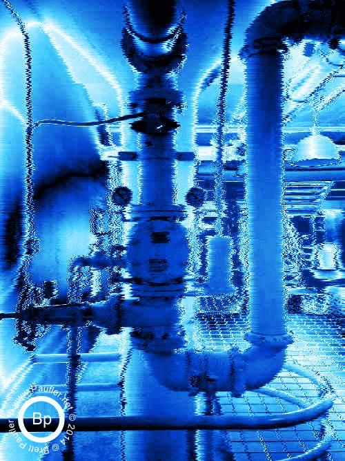 Industrial Piping Done in Science Fiction Blue Shift Effect