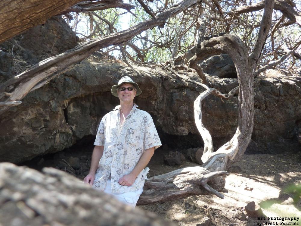 The two images go together, the first includes me, circa 2010 sitting on a log, sunglasses, hat, sitting on a log