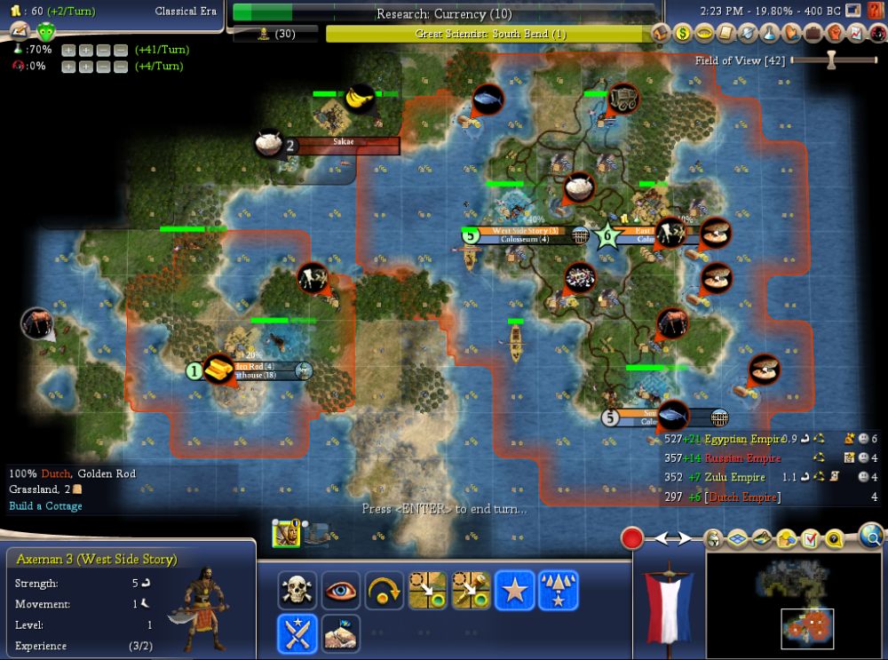 Situation prior to my attack ont the barbarians to the left