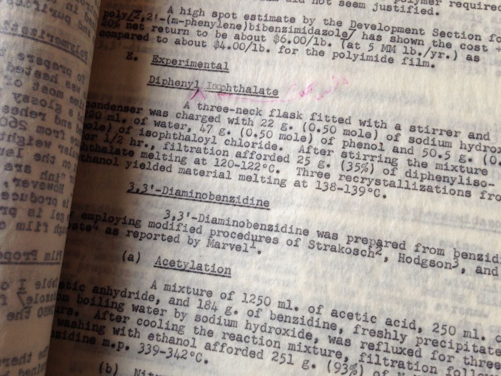 Dupont patent for polymer stuff, just images of paper, next two, nice thin rice paper going on about chemistry, polymers, and what not, a write up, some of the drawings look to be hand done in pencil, as I recall there were a few bits of notes, so perhaps working papers