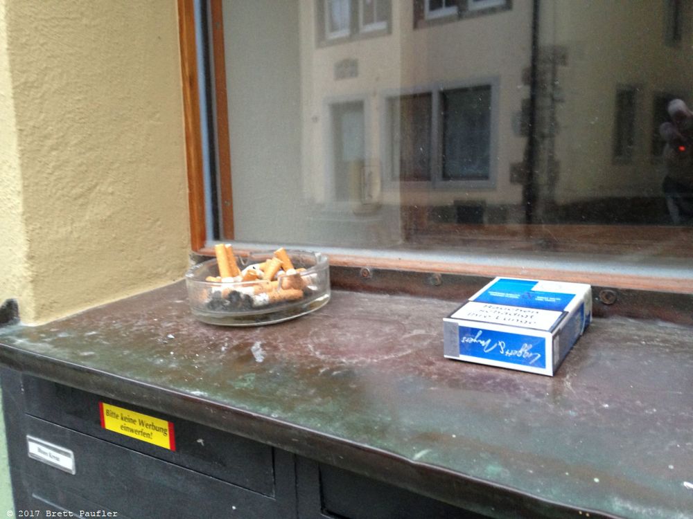 ashtray on a window sill
