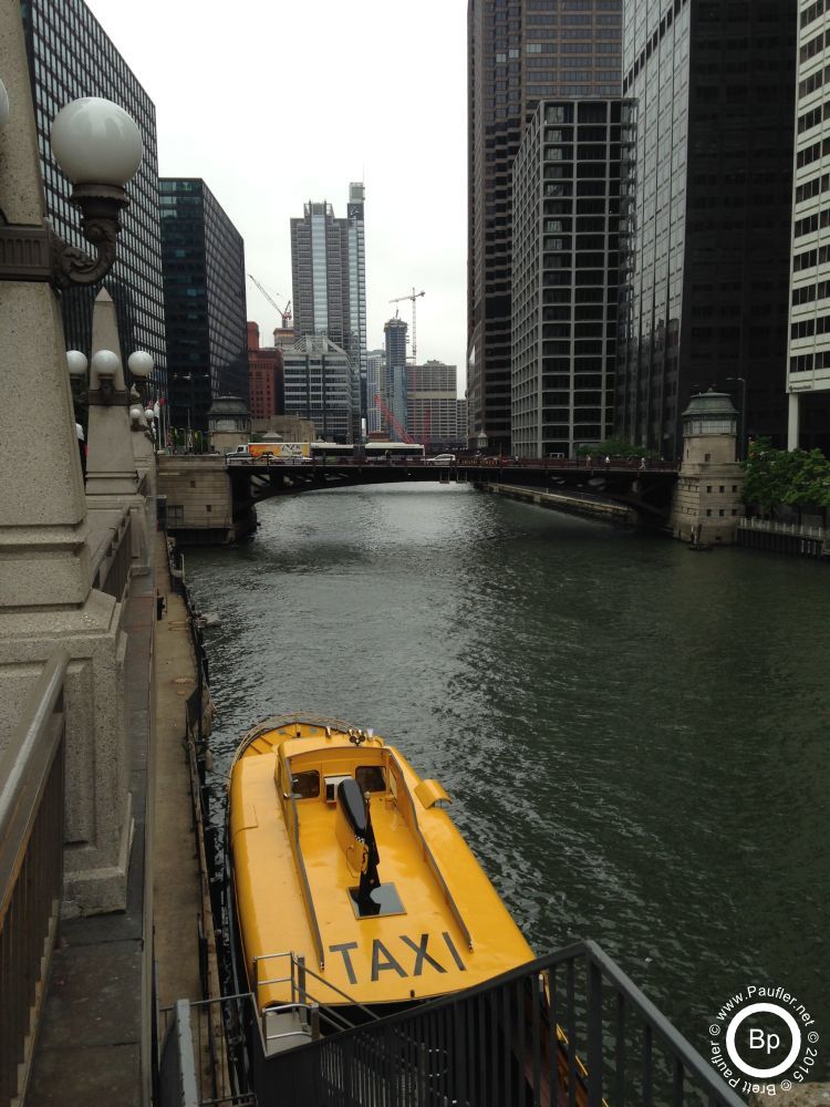 Water Taxi waiting in downtown riverscape