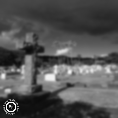 tropical cemetery with stone  gravestone marker - gaussian_filter 