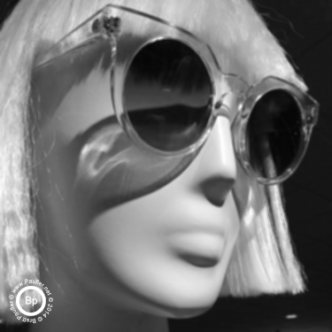 store mannequin with wig and sunglasses - _uniform_filter 