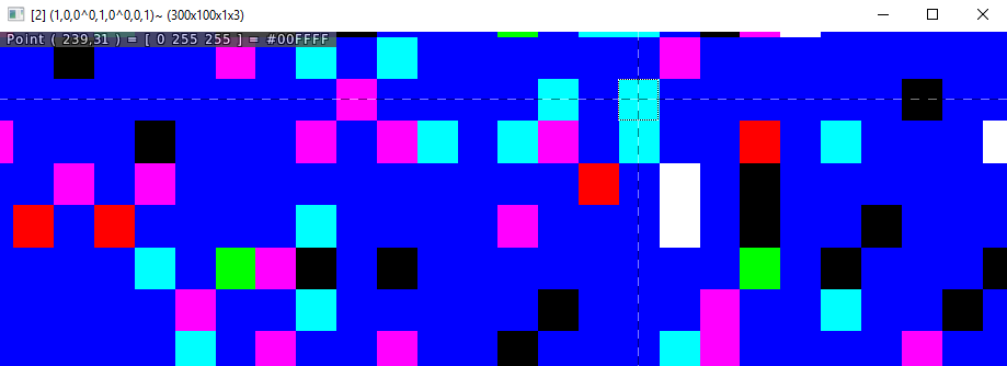 A point is highlighted and the viewer tells the point number, its RGB number in both Decimal and Hex