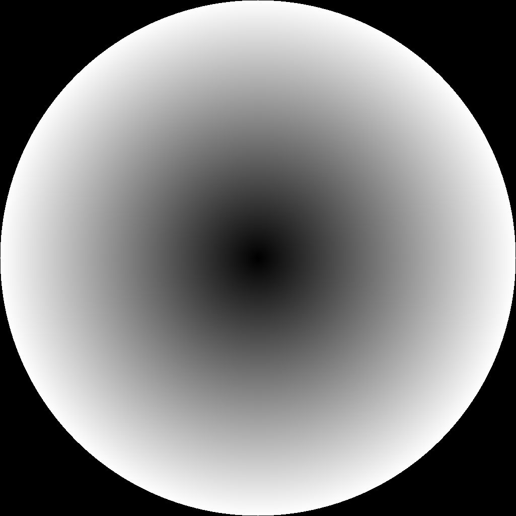 It is a black and white circle, the edge is more defined than the center, it fades inward