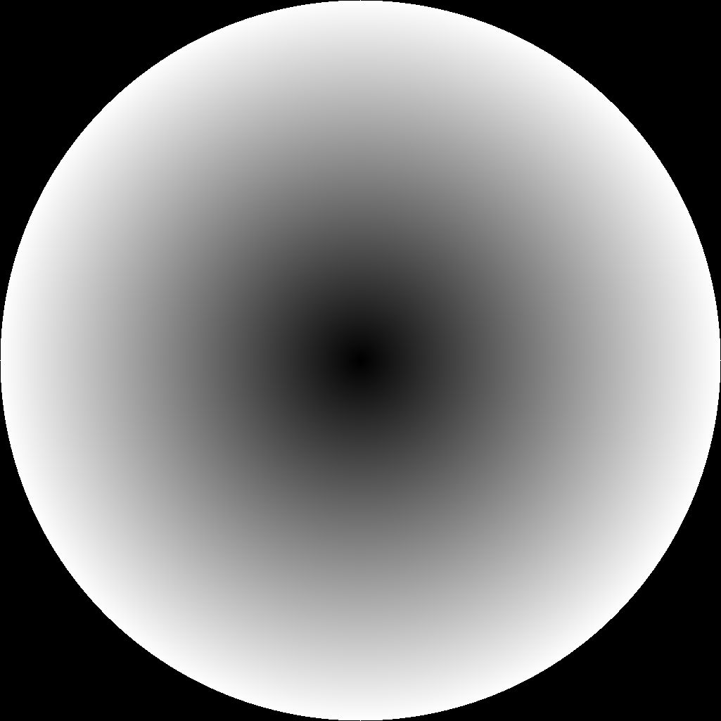 It is a black and white circle, the edge is more defined than the center, it fades inward