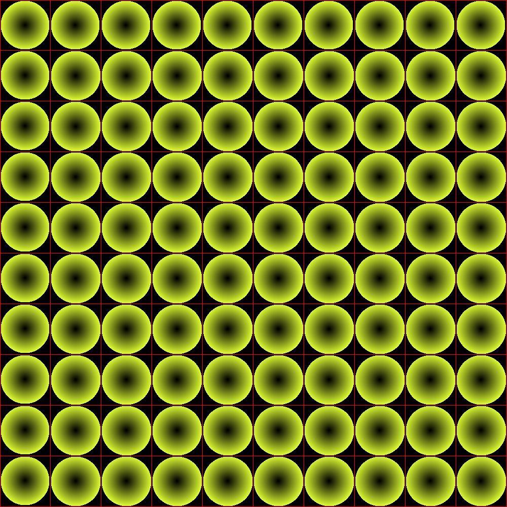 Non overlapping circles fit evenly into a square grid, the grid as a presence, a color value, so the erosion picks it up, and all blank areas start from these lines