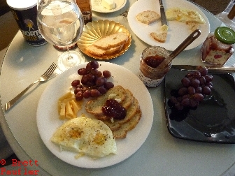 

Starting the Day Right with Decadence - 2013 9-14 - CopyRight Brett Paufler - Eggs Toast Cheese Grapes 1.JPG