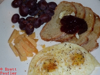 

Starting the Day Right with Decadence - 2013 9-14 - CopyRight Brett Paufler - Eggs Toast Cheese Grapes 2.JPG