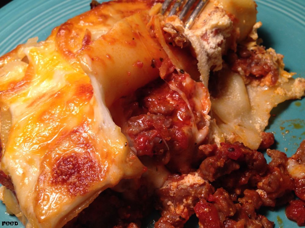 Italian sausage mixed in with, I believe, store bought sauce, made for the other part of this lasagna, delicious