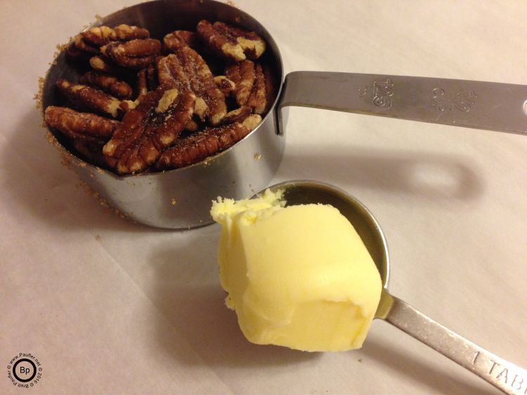 I like these sort of ingredient pictures, here be a cup of pecans a tablespoon two of butter