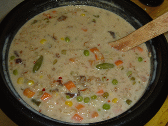Curry from packet with frozen vegetables