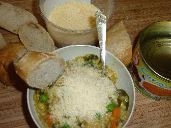 Curry again, with bread, and loaded with parmesion cheese 