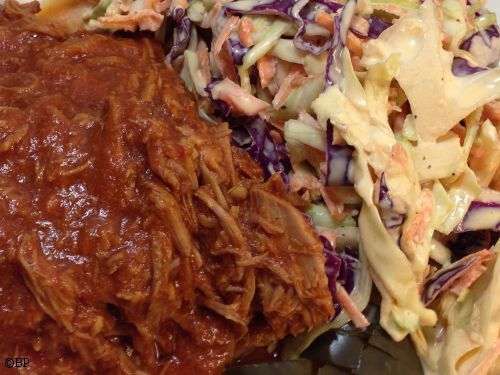 The same pulled pork with a side of slaw under slightly different lighting conditions