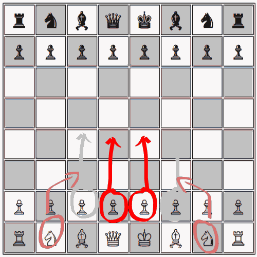 Along with moving the Queens Pawn up two, one could move up any one of the four center pawns or the knights towards the center