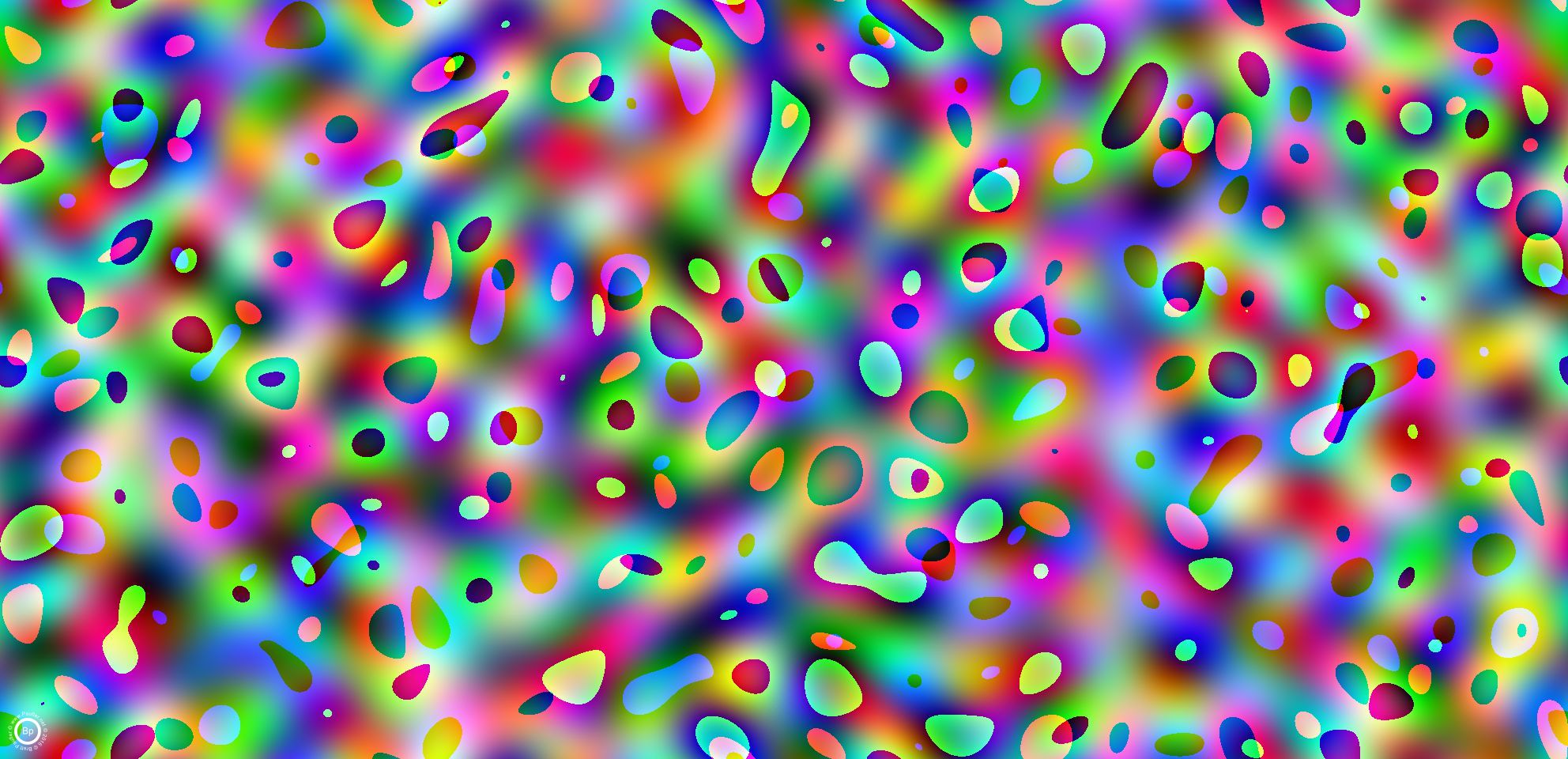 Final image, there are sharp lines of contrast, in case you are wondering, this is the wrap around of the stack overflow, interger overflow, whatever at 1 to 1111 and you get 0000, it is at that edge, and then, in the background, soothing, color