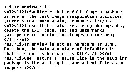 A small snippet of the code for this page, pasted into a new document, then converted from txt file to jpg using IrfanView, a wonderful little program