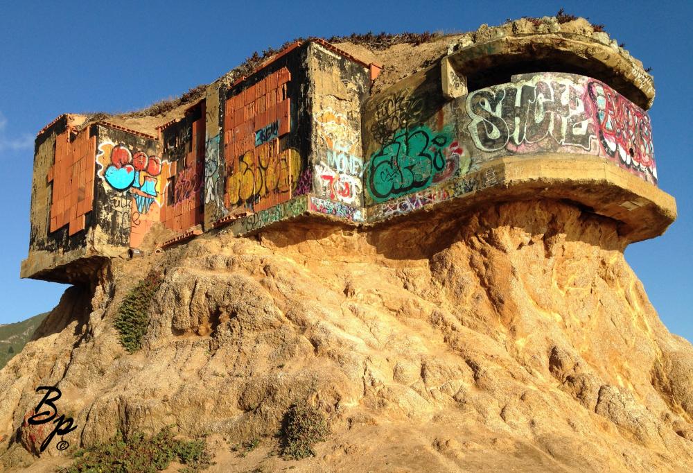 A fortified embankment of the old Coast Artillery, likely just an observation station, with the guns elsewhere, though why observation would not be best located with the guns is beyond me, its been stripped bare and covered with grafitti and is likely as close to the Rock of Gilbrata as I will ever get.  It is graffiti covered concrete, making a nice turrent