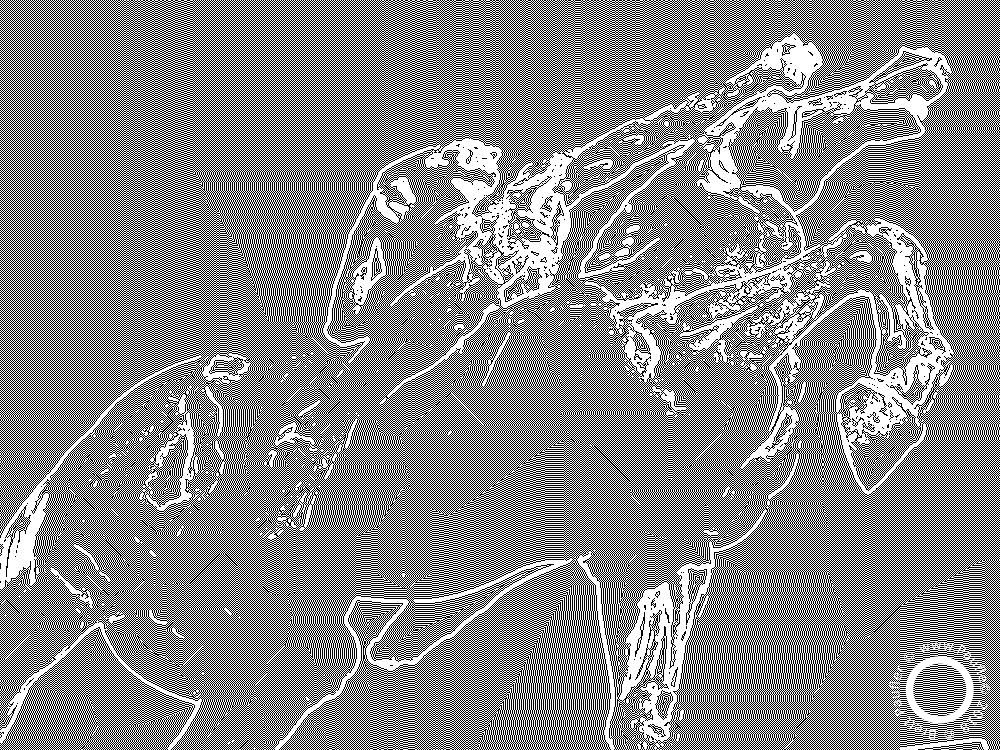 First Settlers a countour line photographic abstraction - or partial abstraction - of an mounted indian warrior