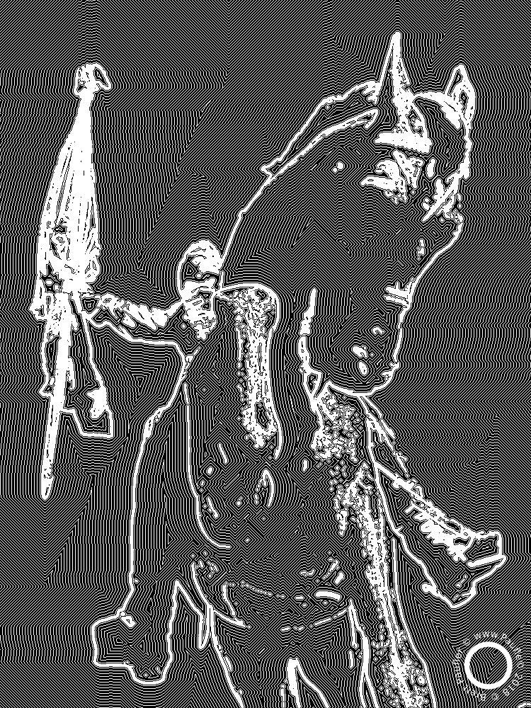 Second Settlers Wider lines, same abstractional concept, a cowboy with flag, staking his claim