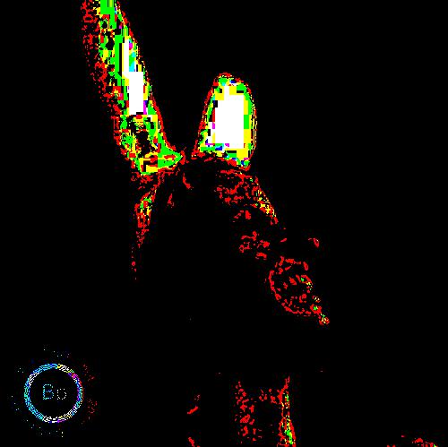 Demon Lover Posterize Effect of Girl in Rabbit Ears, blurring out